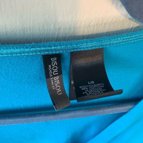 Bisou Bisou blue wrap look top size L - Picture 6 of 6